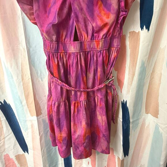 Derek Lam 10 Crosby Finn Ruffle Wrap Dress in Fuchsia Multi Size 10 - Picture 7 of 16